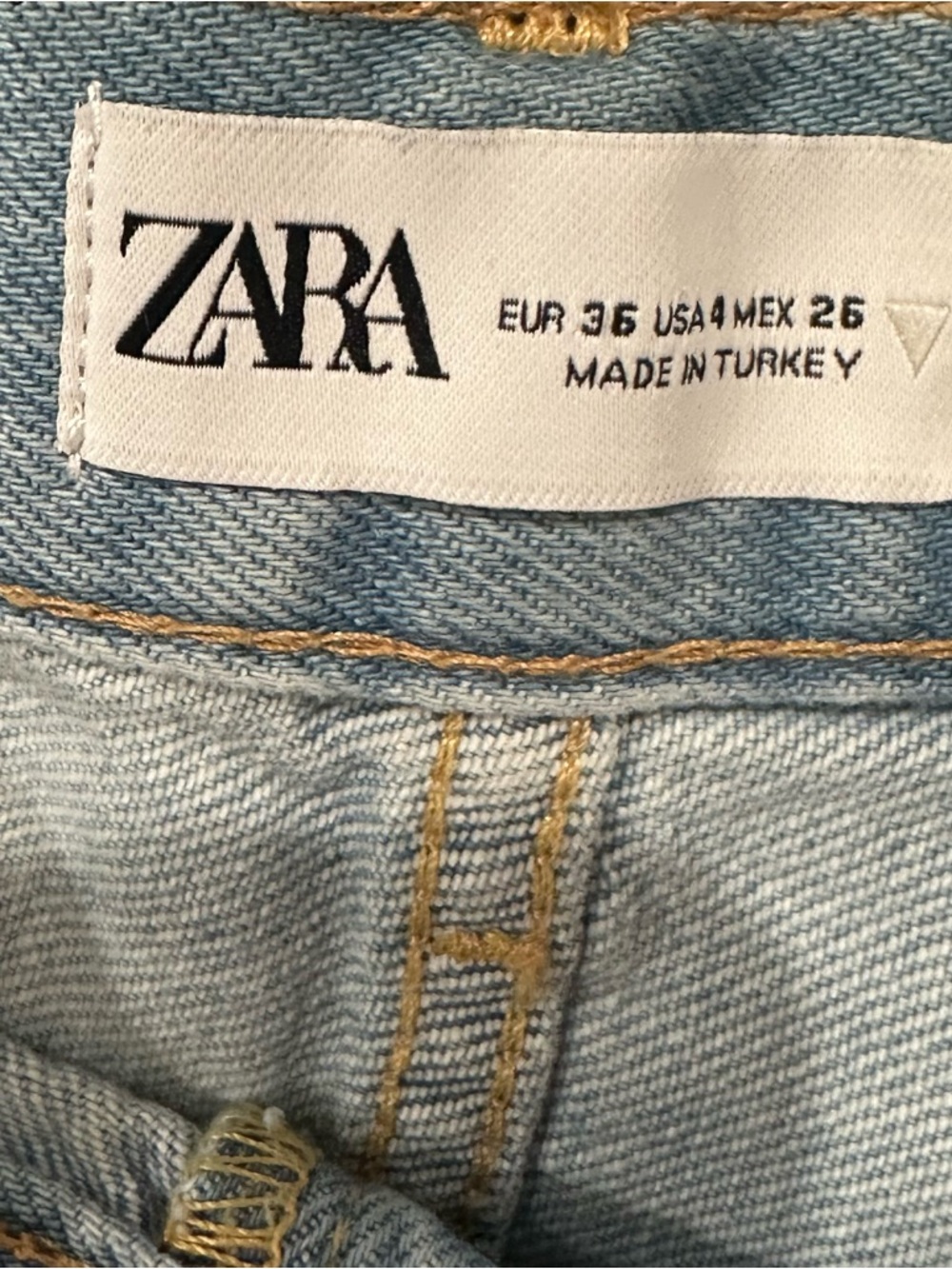 Zara Silver-Blue Metallic High-Waist Denim Shorts - Picture 4 of 9